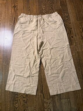 H&M Excellent Condition Tan 30% Linen Cotton Blend Drawstring Pants Size XL